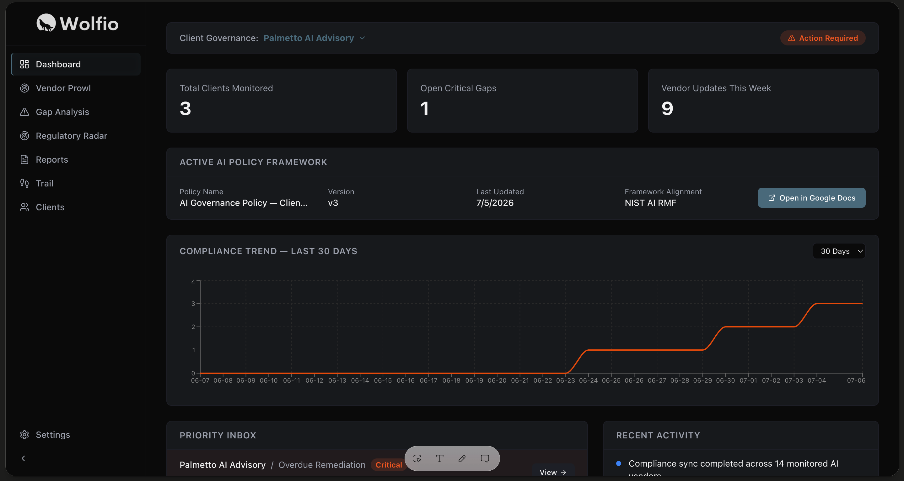 Wolfio — wolfio.app/dashboard